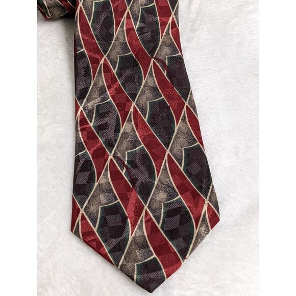 Vintage Men's 100% Silk Abstract Print Tie by Status - Picture 11 of 14